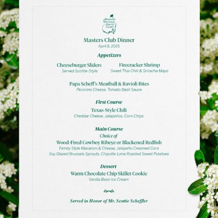 Scottie Scheffler’s Tex-Mex Menu for 2025 Masters Dinner