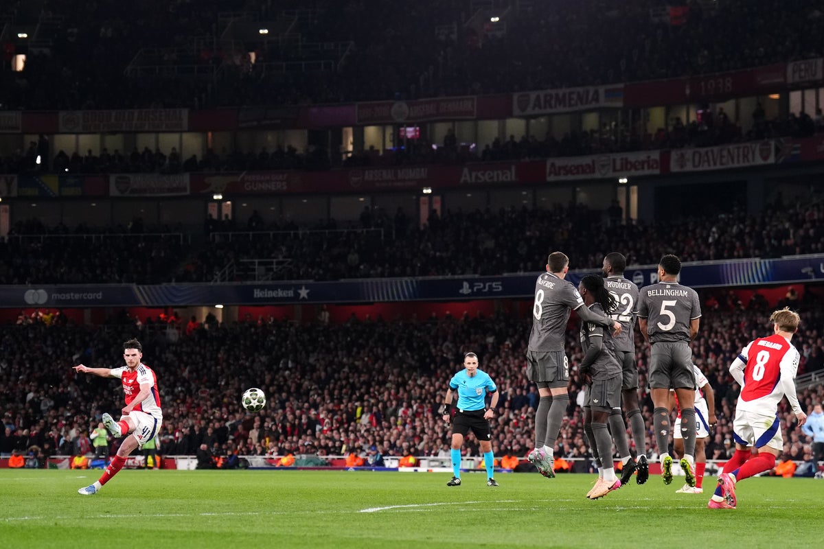 Preview Arsenal’s Declan Rice Reflects on Amazing Free-Kick Goals Against Real Madrid