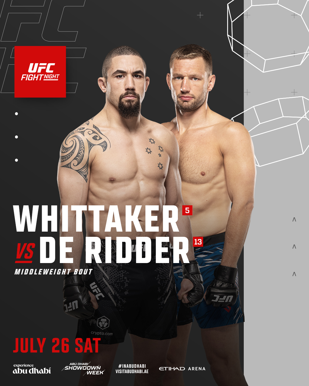 Preview Robert Whittaker vs. Reinier de Ridder set to headline UFC Abu Dhabi
