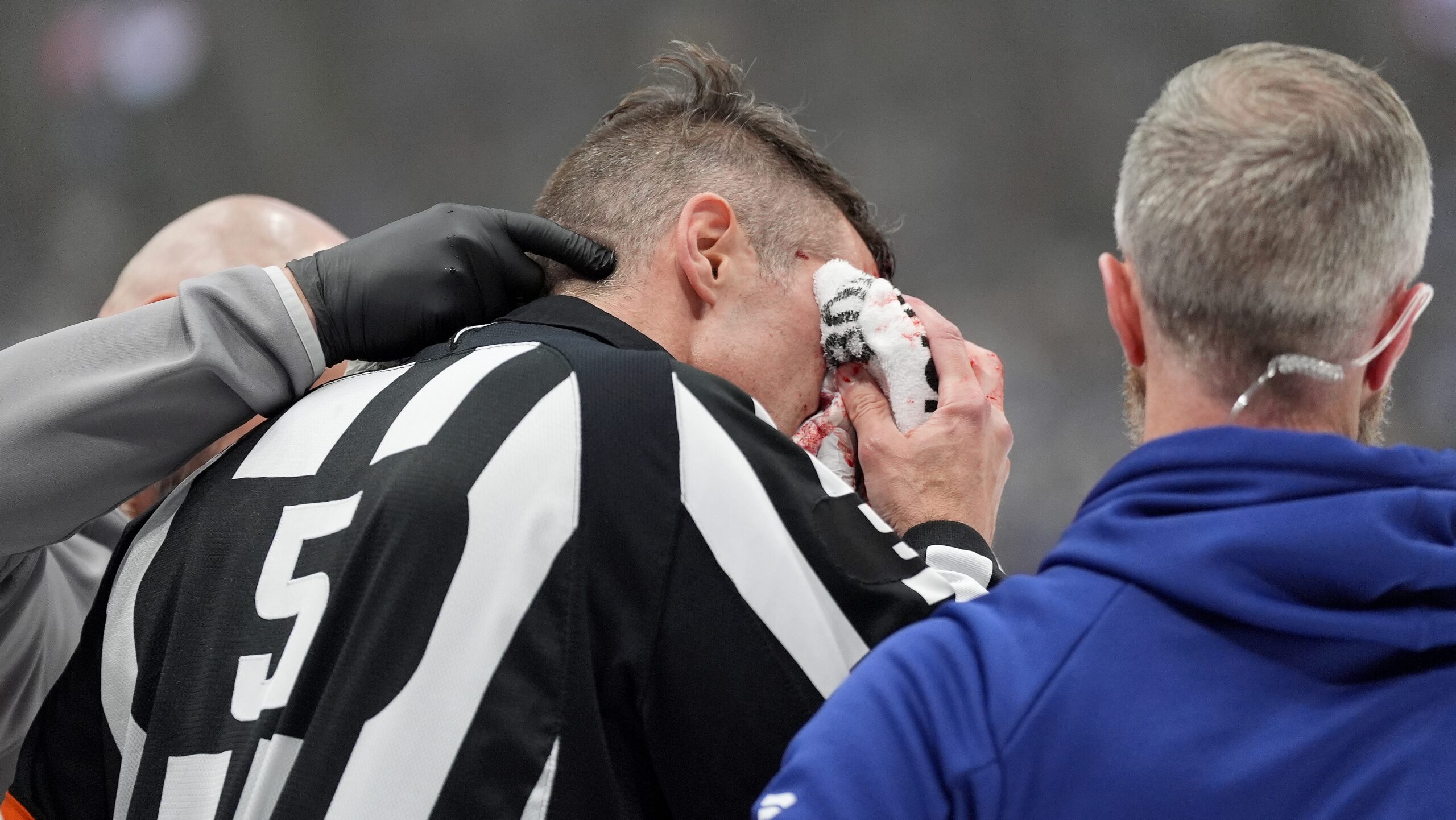 Preview NHL Referee Chris Rooney Injured by High Stick, Expected to Return